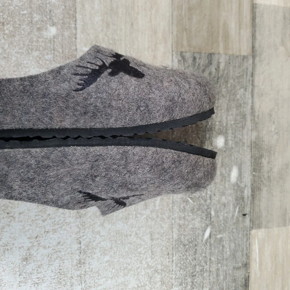Birkenstock Kaprun Kids Clogs Sz 10 Gray Elk Wool Narrow Slip On Slippers‎
